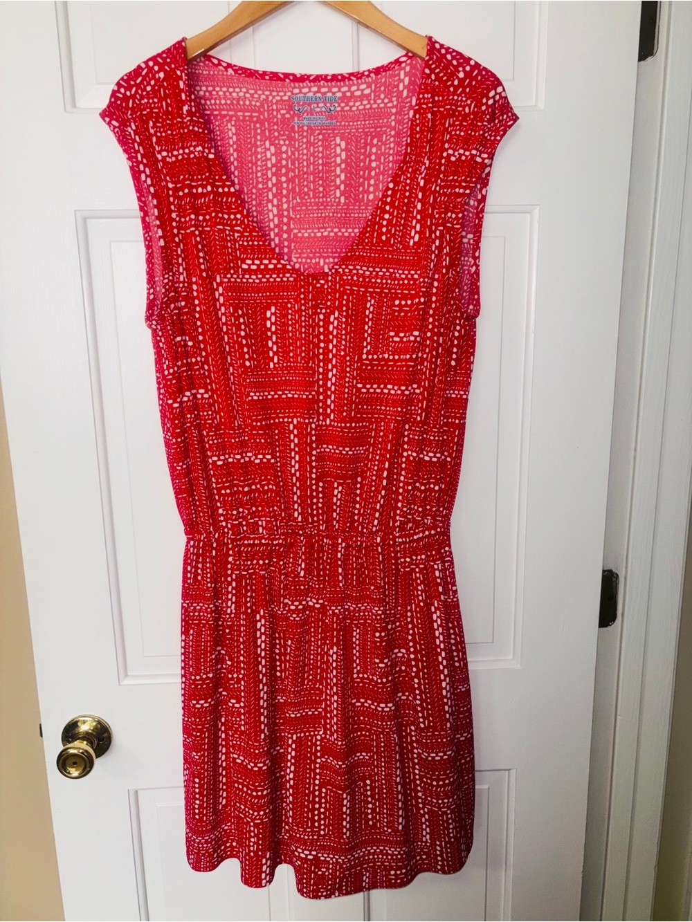 Southern Tide Red Patterned Mini Dress